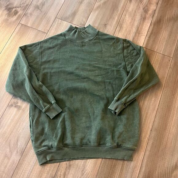 Aerie Green High‎ Neck Oversized Athletic Crewneck Women Medium - Picture 1 of 5